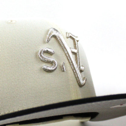 Oakland Athletics 50 Anniversary New Era 59Fifty Fitted Hat (Chrome White Black Metallic Silver Under Brim)