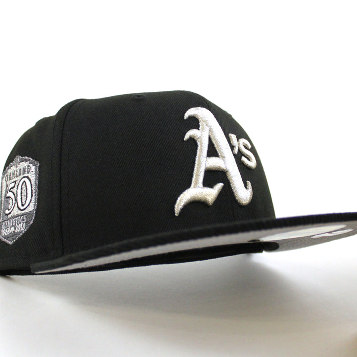 Oakland Athletics 50th Anniversary New Era 59Fifty Fitted Hat (Black Corduroy Gray Under brim)