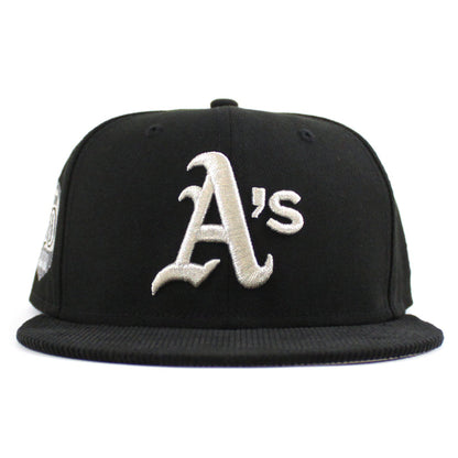 Oakland Athletics 50th Anniversary New Era 59Fifty Fitted Hat (Black Corduroy Gray Under brim)