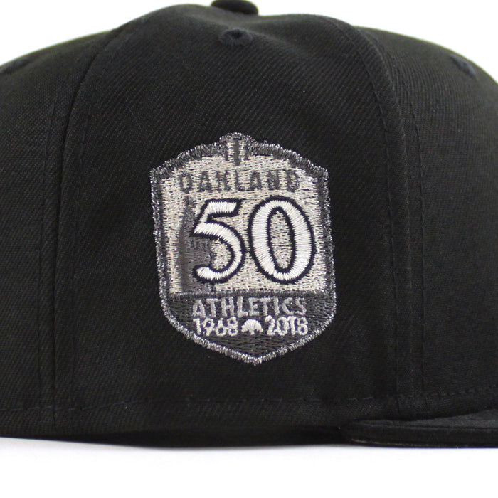 Oakland Athletics 50th Anniversary New Era 59Fifty Fitted Hat (Black Corduroy Gray Under brim)