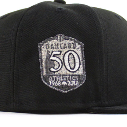 Oakland Athletics 50th Anniversary New Era 59Fifty Fitted Hat (Black Corduroy Gray Under brim)