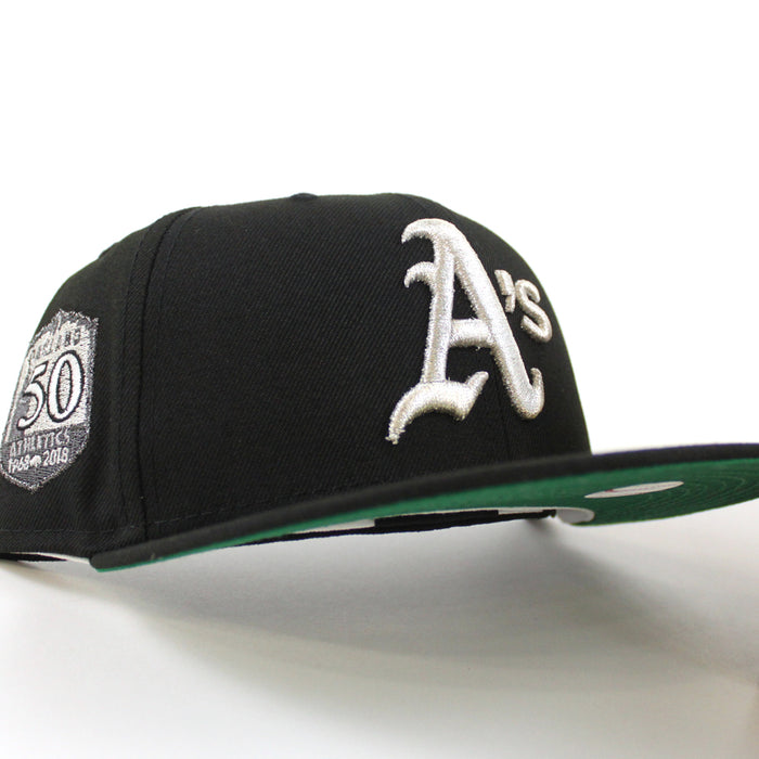 Oakland Athletics 50th Anniversary New Era 59Fifty Fitted Hat (Black Green Under Brim)