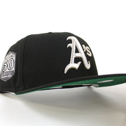 Oakland Athletics 50th Anniversary New Era 59Fifty Fitted Hat (Black Green Under Brim)