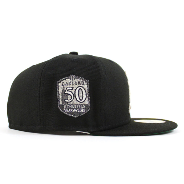 Oakland Athletics 50th Anniversary New Era 59Fifty Fitted Hat (Black Green Under Brim)