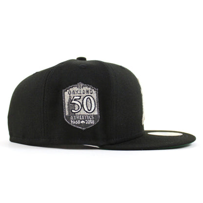 Oakland Athletics 50th Anniversary New Era 59Fifty Fitted Hat (Black Green Under Brim)