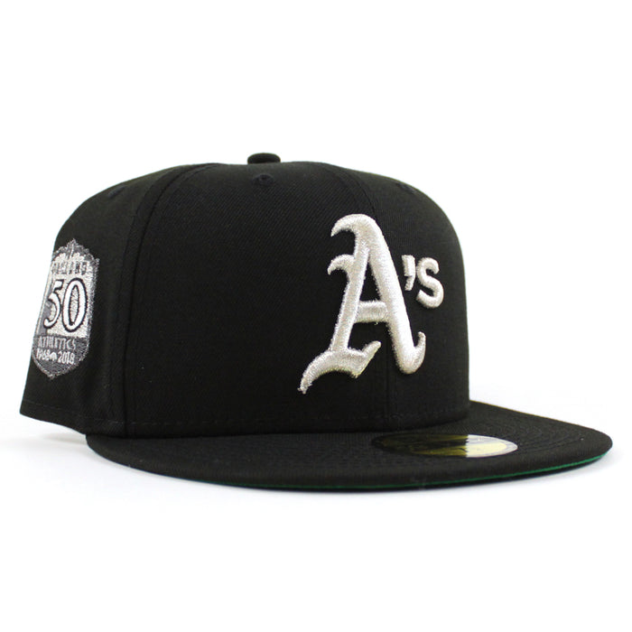 Oakland Athletics 50th Anniversary New Era 59Fifty Fitted Hat (Black Green Under Brim)