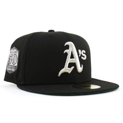 Oakland Athletics 50th Anniversary New Era 59Fifty Fitted Hat (Black Green Under Brim)