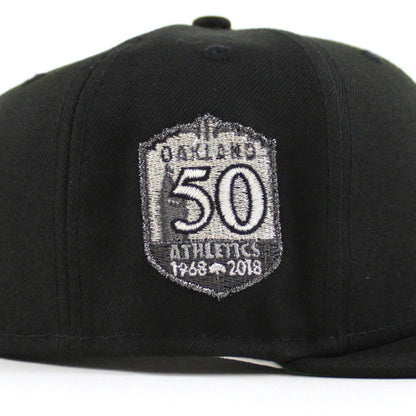 Oakland Athletics 50th Anniversary New Era 59Fifty Fitted Hat (Black Green Under Brim)