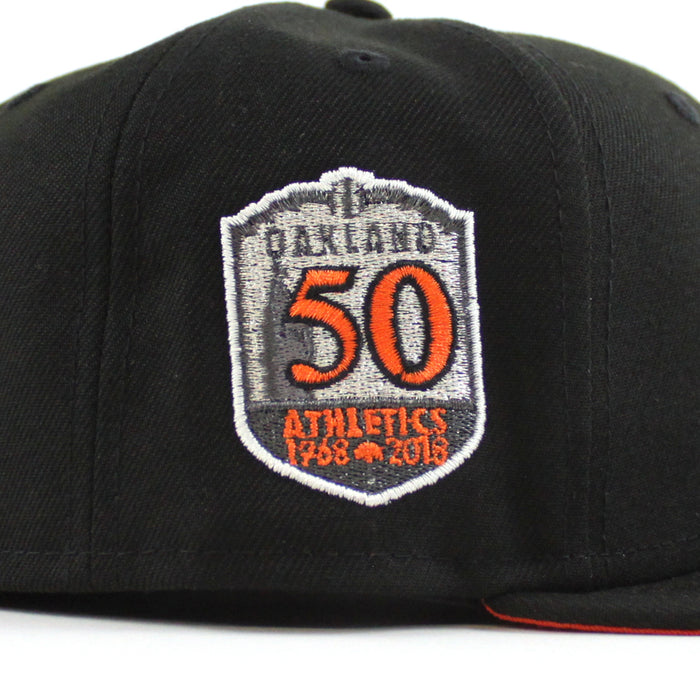 Oakland Athletics 50th ANNIVERSARY New Era 59Fifty Fitted Hat (Black Orange Under Brim)