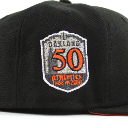 Oakland Athletics 50th ANNIVERSARY New Era 59Fifty Fitted Hat (Black Orange Under Brim)