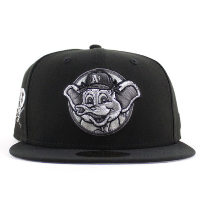 Oakland Athletics Elephant Patch New Era 59Fifty Fitted Hat (Black Gray Under Brim)