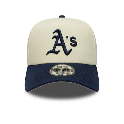 This is a Oakland Athletics MLB Chrome Blue Contrast Cream 9FORTY A-Frame Adjustable Cap 3