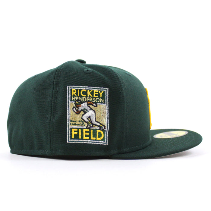Oakland Athletics Rickey Henderson Oakland Patch New Era 59Fifty Fitted Hat (Dark Green Gray Under Brim)