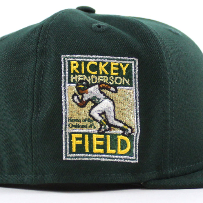 Oakland Athletics Rickey Henderson Oakland Patch New Era 59Fifty Fitted Hat (Dark Green Gray Under Brim)