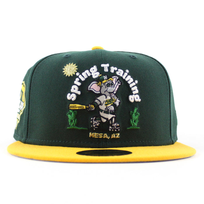 Oakland Athletics Spring Training Hohokam Stadium New Era 59Fifty Fitted Hat (Dark Green Yellow Gray Under Brim)