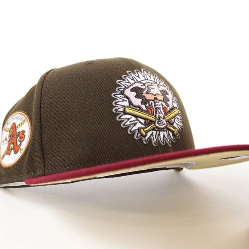 Oakland Athletics SWINGIN AS New Era 59Fifty Fitted Hat (Glow in the Dark Walnut Cardinal Vegas Gold Under Brim)