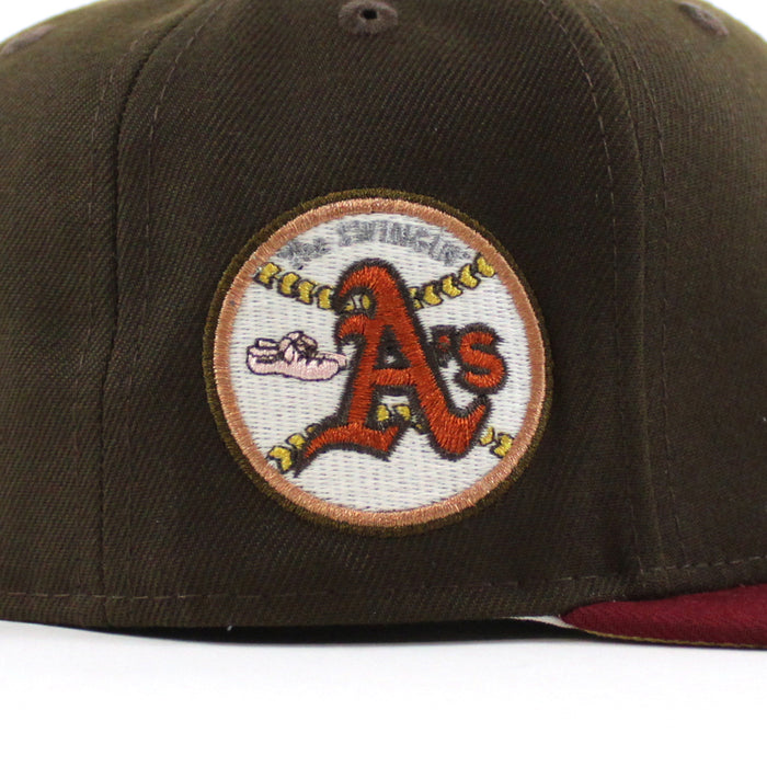 Oakland Athletics SWINGIN AS New Era 59Fifty Fitted Hat (Glow in the Dark Walnut Cardinal Vegas Gold Under Brim)