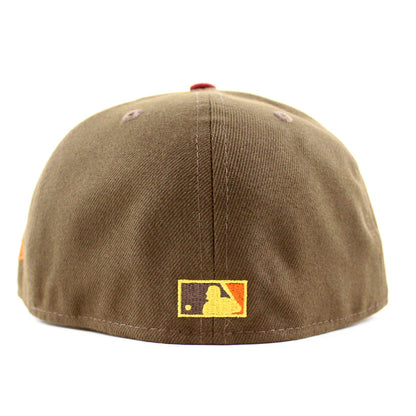 Oakland Athletics SWINGIN AS New Era 59Fifty Fitted Hat (Glow in the Dark Walnut Cardinal Vegas Gold Under Brim)