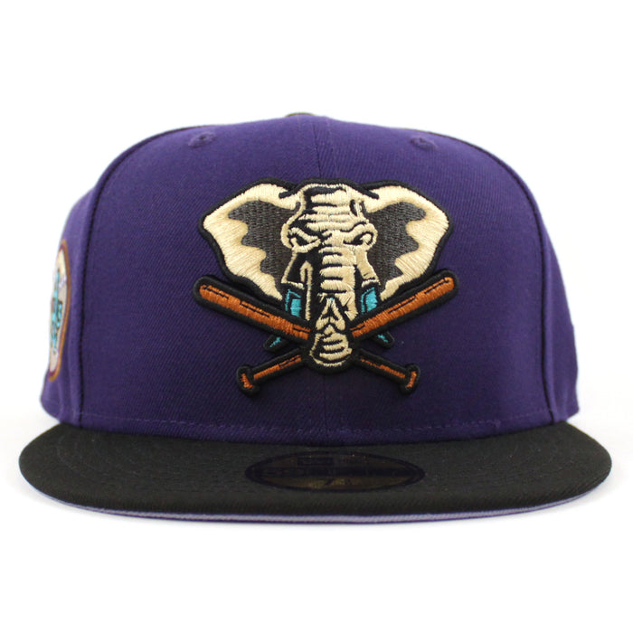 Oakland Athletics Swinging A’s New Era 59Fifty Fitted Hat (Purple Black Lavender Under Brim)