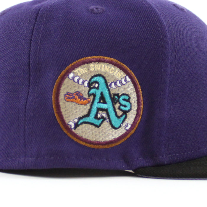 Oakland Athletics Swinging A’s New Era 59Fifty Fitted Hat (Purple Black Lavender Under Brim)