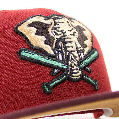 Oakland Athletics Swinging As New Era 59Fifty Fitted Hat (Red Maroon Bronze Under Brim)