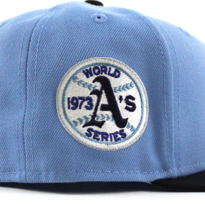 Oakland Athletics Swinging As New Era 59Fifty Fitted Hat (SkyBlue Navy Gray Under Brim)