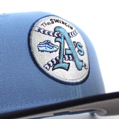 Oakland Athletics Swinging As New Era 59Fifty Fitted Hat (SkyBlue Navy Gray Under Brim)