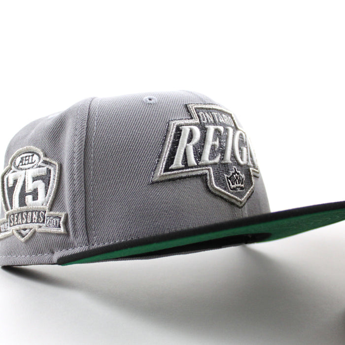 Ontario Reign 75th Anniversary New Era 59Fifty Fitted Hat (Gray Black Green Under Brim)
