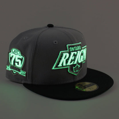 Ontario Reign 75th Anniversary New Era 59Fifty Fitted Hat (Gray Black Green Under Brim)
