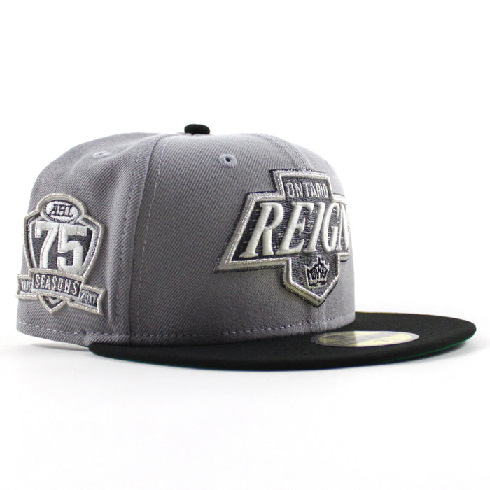 Ontario Reign 75th Anniversary New Era 59Fifty Fitted Hat (Gray Black Green Under Brim)