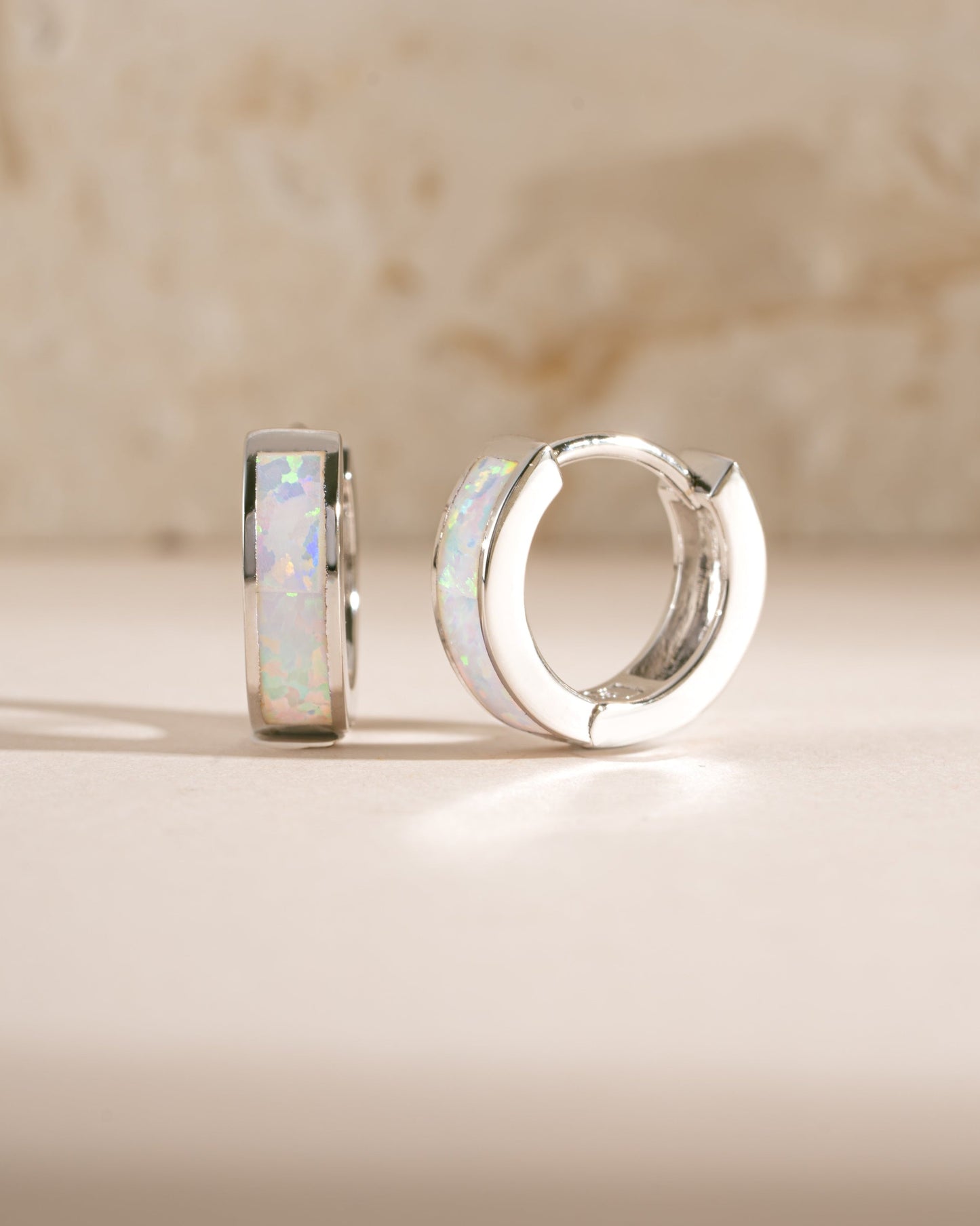 Opal Enamel Huggie Earrings