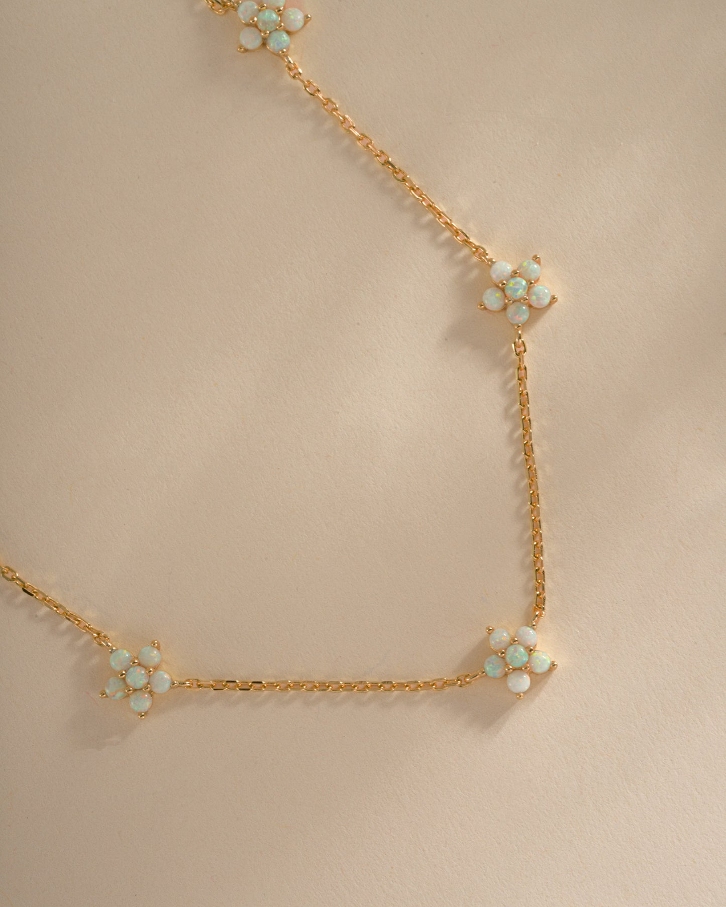 Opal Flower Charm Necklace