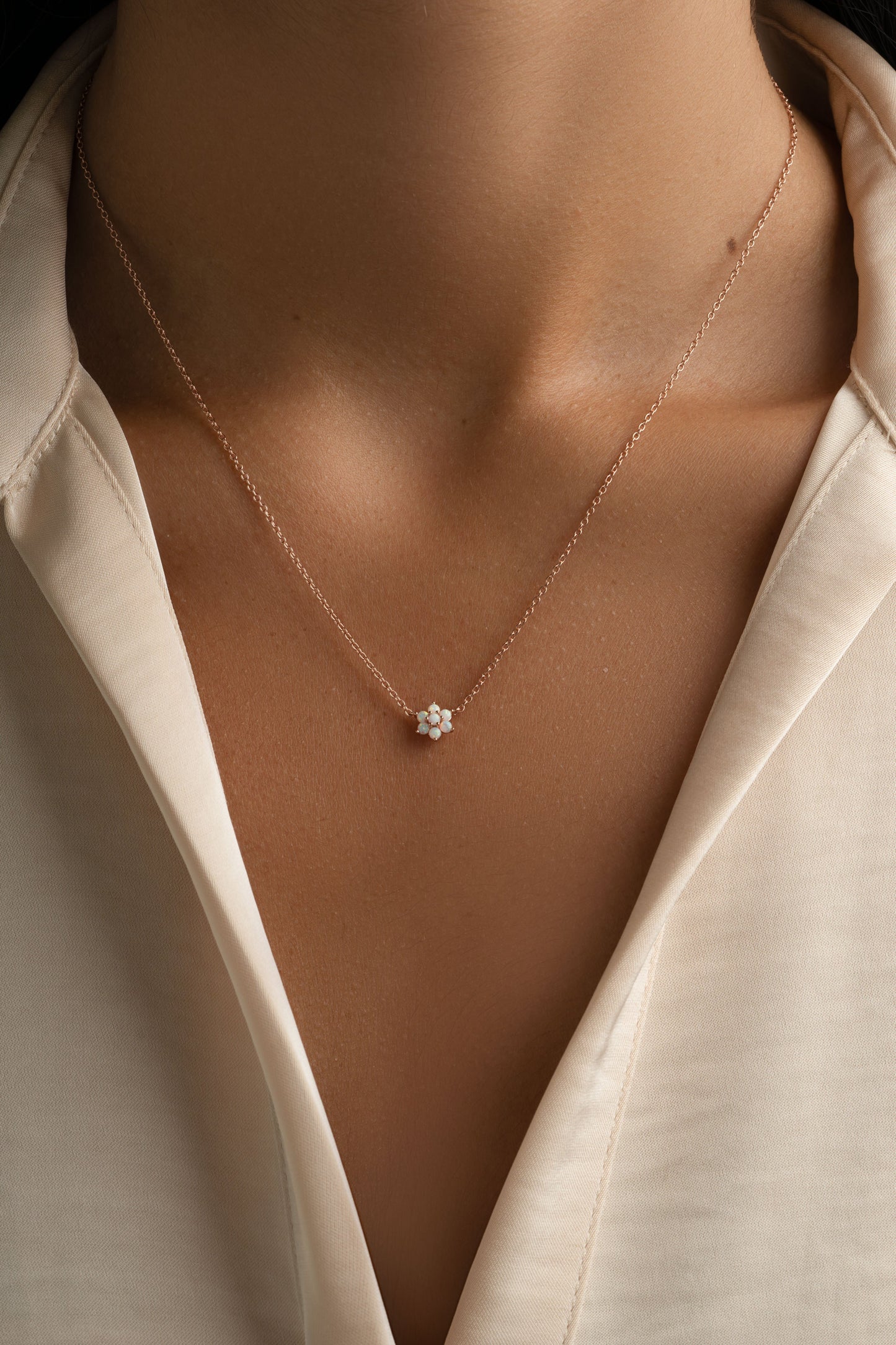 Opal Flower Necklace