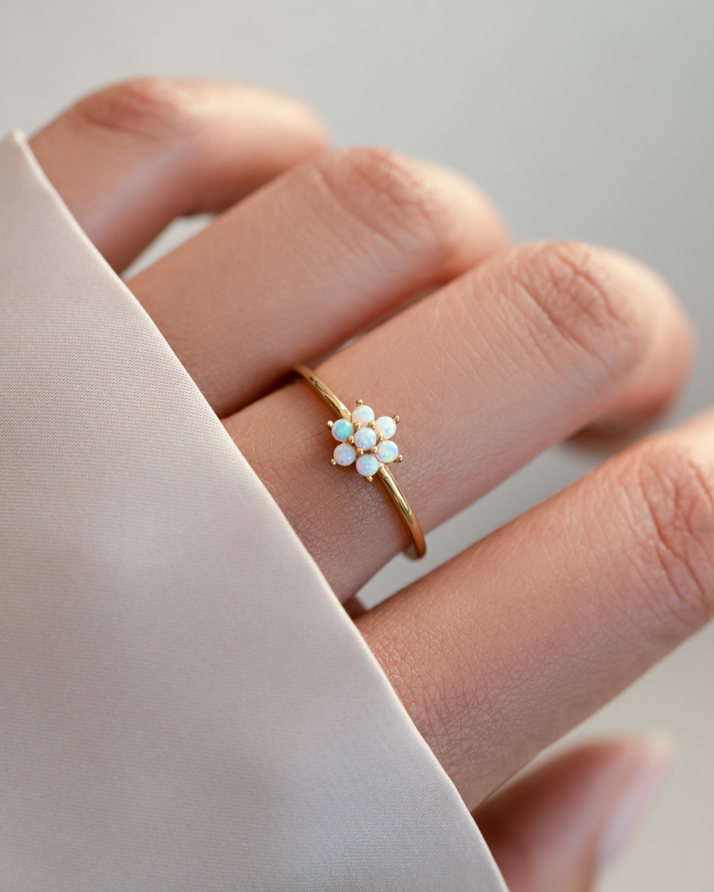 Opal Flower Ring