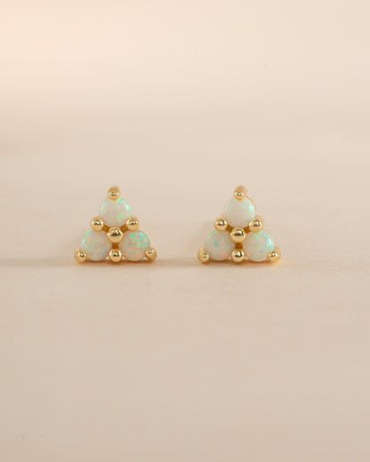Opal Three Stone Studs