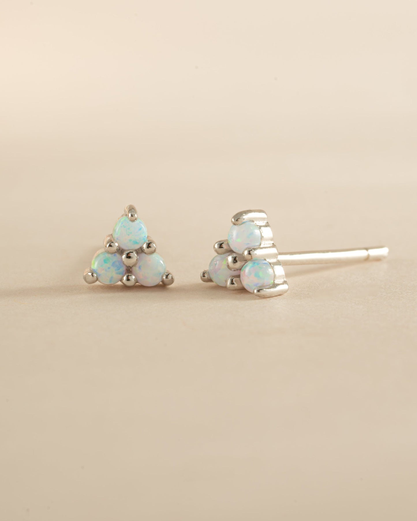 Opal Three Stone Studs