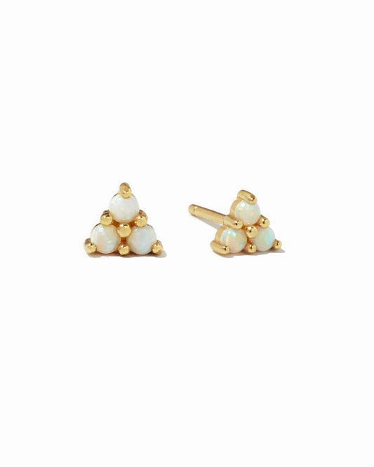 Opal Three Stone Studs