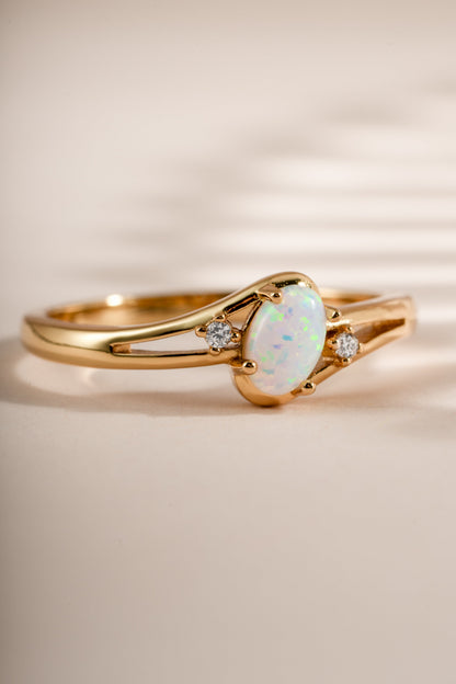 Small Oval Opal Ring
