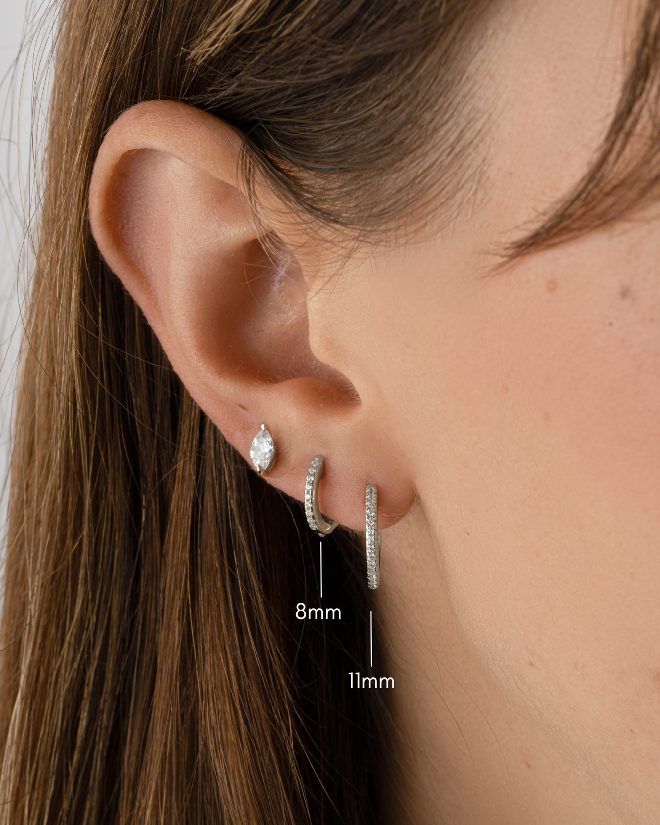 11mm Pavé Huggie Earrings (Two Sizes Available)
