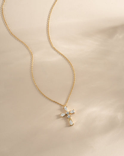 Pear Cut Cross Necklace