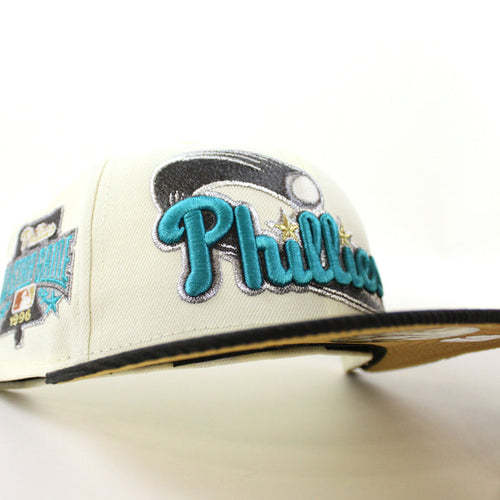 Philadelphia Phillies 1996 All Star Game 59Fifty New Era Fitted Hat (Glow in the Dark Chrome White Corduroy Metallic Gold Under Brim)