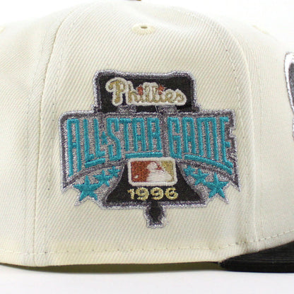 Philadelphia Phillies 1996 All Star Game 59Fifty New Era Fitted Hat (Glow in the Dark Chrome White Corduroy Metallic Gold Under Brim)