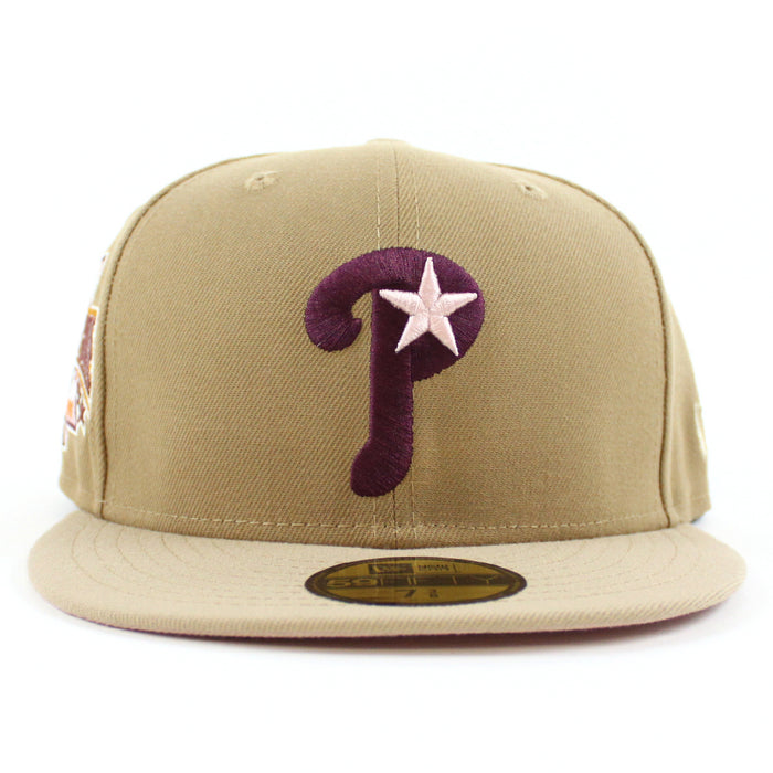 Philadelphia Phillies 1996 All Star Game 59Fifty New Era Fitted Hat (Khaki Camel Pink Under Brim)