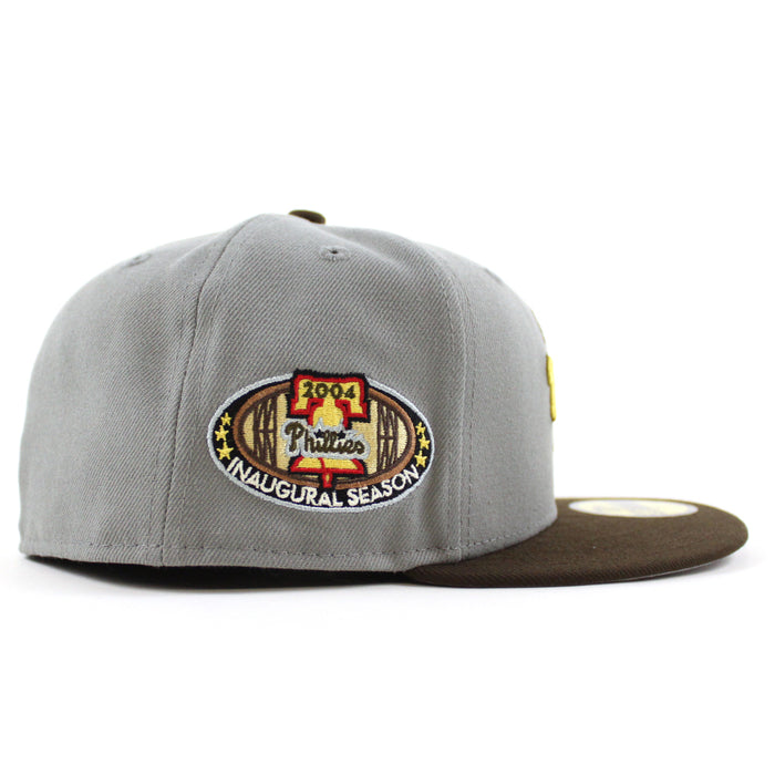 Philadelphia Phillies 2004 Inaugural Season 59Fifty New Era Fitted Hat (Misty Walnut Gray Under Brim)
