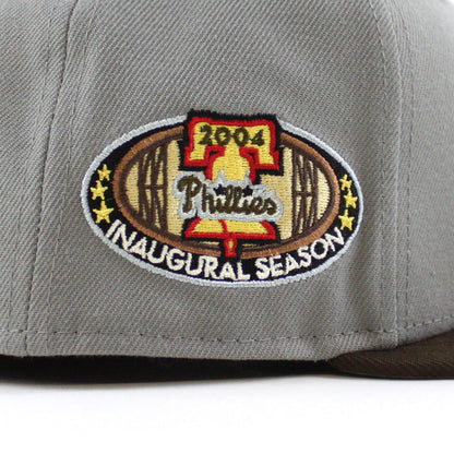 Philadelphia Phillies 2004 Inaugural Season 59Fifty New Era Fitted Hat (Misty Walnut Gray Under Brim)