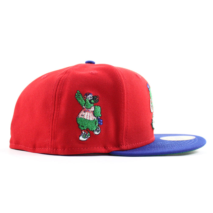 Philadelphia Phillies The Phillie Phanatic 59Fifty New Era Fitted Hat (Scarlet Red Royal Blue Green Under Brim)
