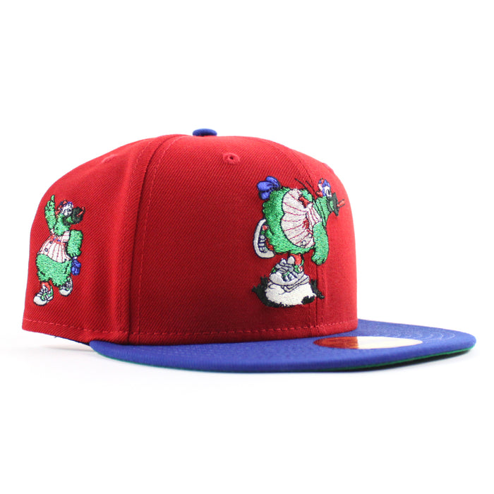 Philadelphia Phillies The Phillie Phanatic 59Fifty New Era Fitted Hat (Scarlet Red Royal Blue Green Under Brim)