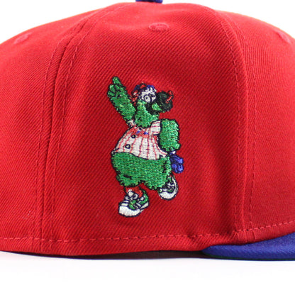 Philadelphia Phillies The Phillie Phanatic 59Fifty New Era Fitted Hat (Scarlet Red Royal Blue Green Under Brim)