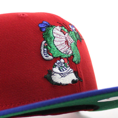 Philadelphia Phillies The Phillie Phanatic 59Fifty New Era Fitted Hat (Scarlet Red Royal Blue Green Under Brim)