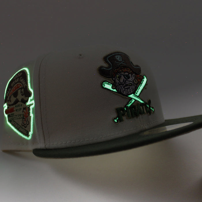 Pittsburgh Pirates 1959 All Star Game New Era 59Fifty Fitted Hat (GITD CHROME WHITE DARK SEAWEED KHAKI Under Brim)